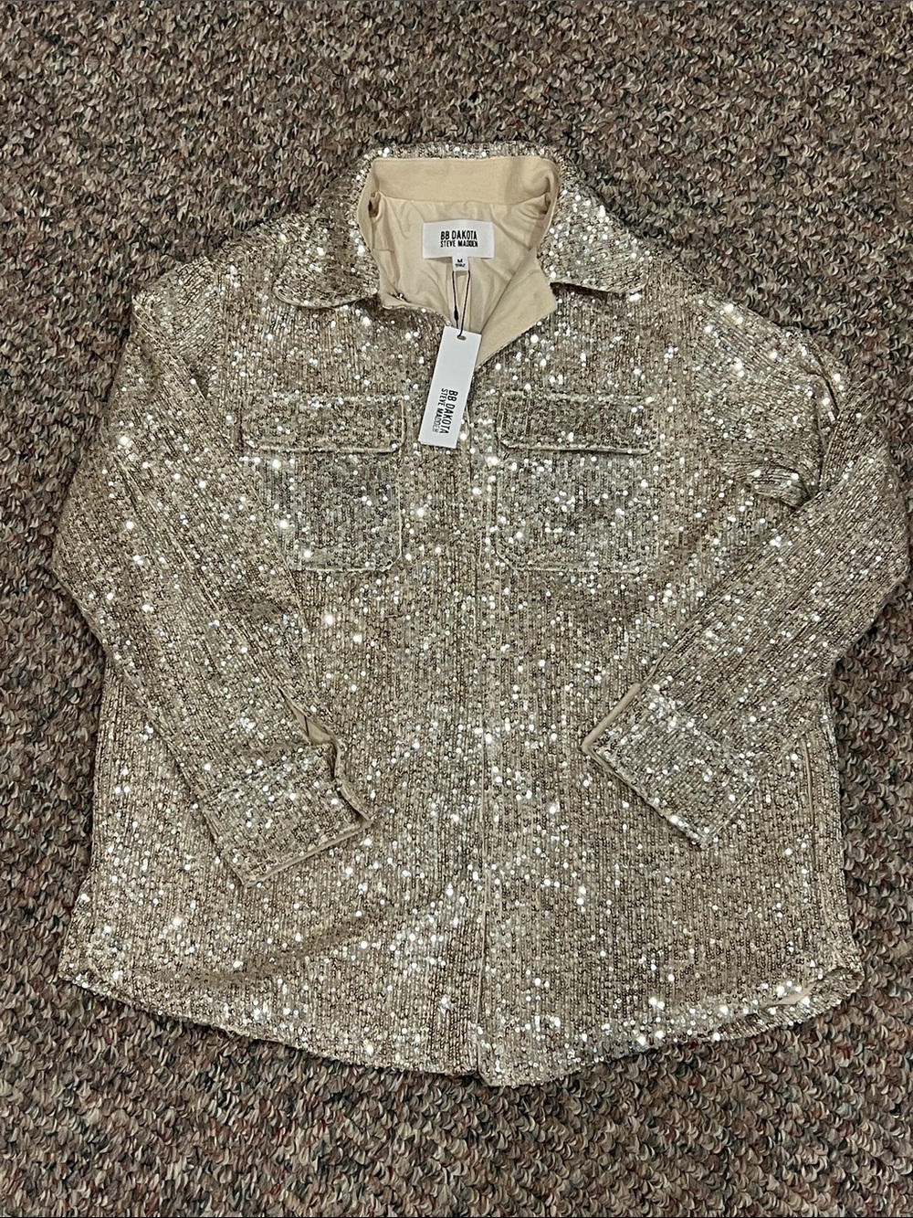 BB Dakota by Steve Madden Gold Sequin Shacket